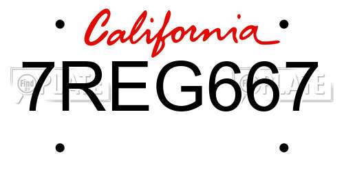 7REG667 California License Plate