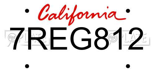 7REG812 California License Plate