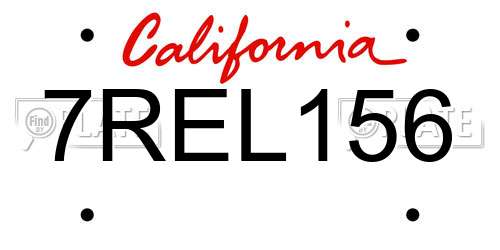 7REL156 California License Plate