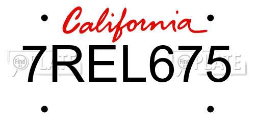 7REL675 California License Plate