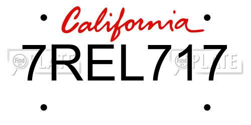 7REL717 California License Plate