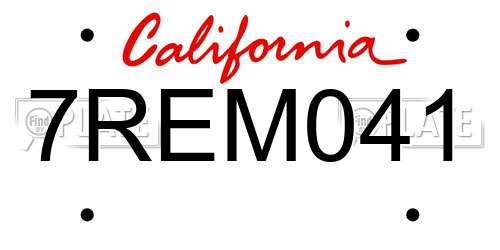 7REM041 California License Plate
