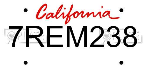 7REM238 California License Plate