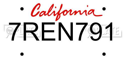 7REN791 California License Plate