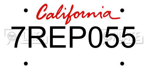 7REP055 California License Plate