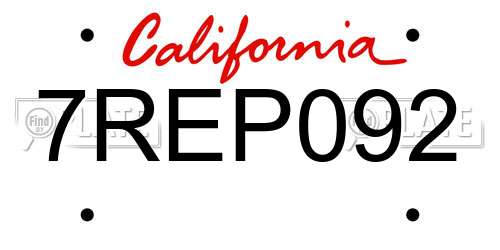 7REP092 California License Plate