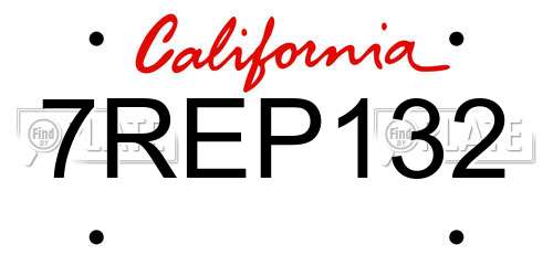 7REP132 California License Plate