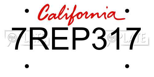 7REP317 California License Plate