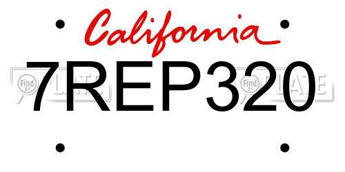 7REP320 California License Plate
