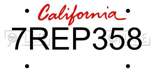 7REP358 California License Plate