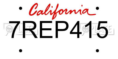 7REP415 California License Plate
