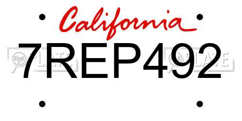 7REP492 California License Plate