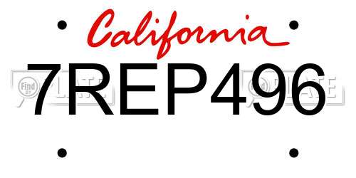 7REP496 California License Plate