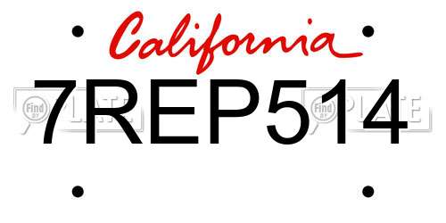 7REP514 California License Plate