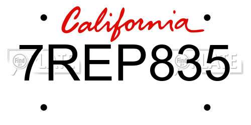 7REP835 California License Plate