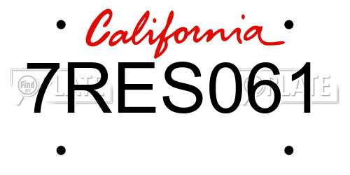 7RES061 California License Plate