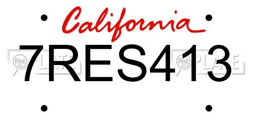 7RES413 California License Plate