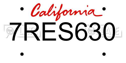 7RES630 California License Plate