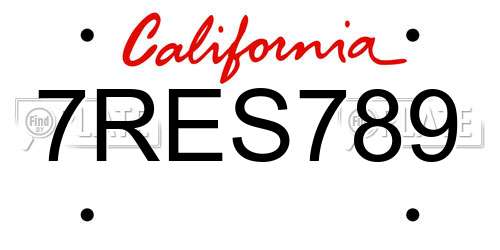 7RES789 California License Plate
