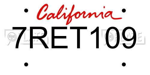 7RET109 California License Plate