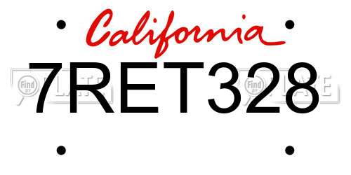 7RET328 California License Plate