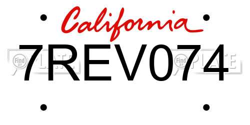 7REV074 California License Plate