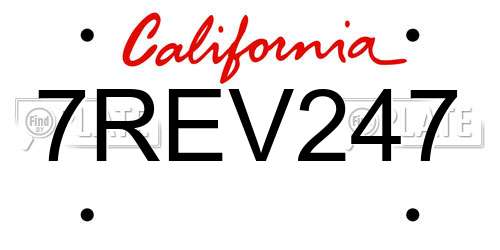 7REV247 California License Plate