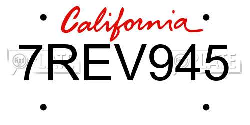 7REV945 California License Plate