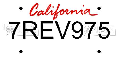 7REV975 California License Plate