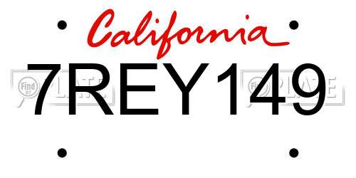 7REY149 California License Plate