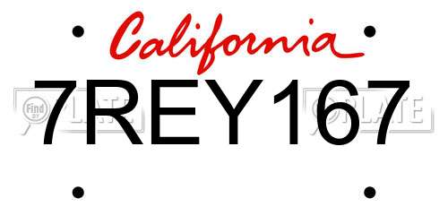 7REY167 California License Plate