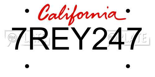 7REY247 California License Plate