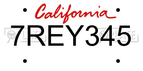 7REY345 California License Plate
