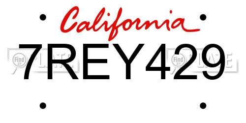 7REY429 California License Plate