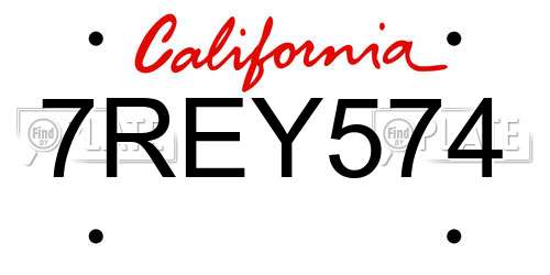 7REY574 California License Plate