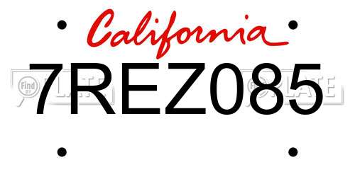 7REZ085 California License Plate