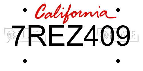 7REZ409 California License Plate