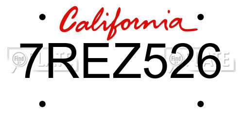 7REZ526 California License Plate