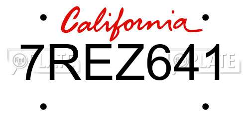 7REZ641 California License Plate