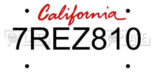 7REZ810 California License Plate