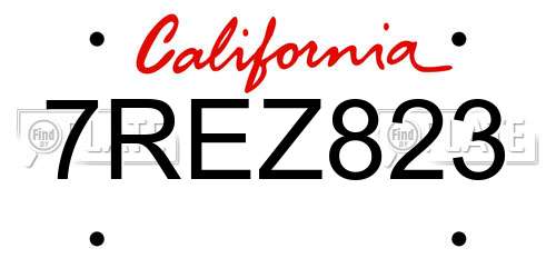 7REZ823 California License Plate