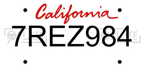 7REZ984 California License Plate