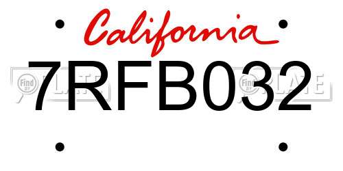 7RFB032 California License Plate