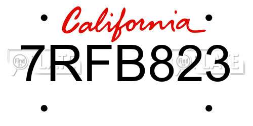 7RFB823 California License Plate