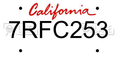 7RFC253 California License Plate
