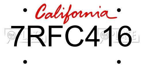 7RFC416 California License Plate