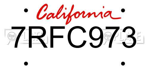 7RFC973 California License Plate