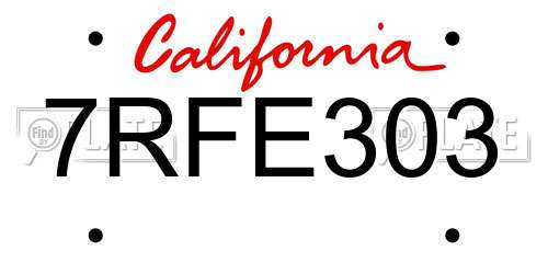 7RFE303 California License Plate