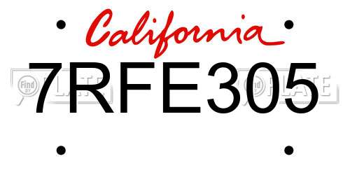 7RFE305 California License Plate