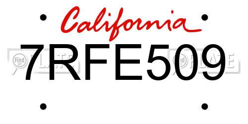 7RFE509 California License Plate
